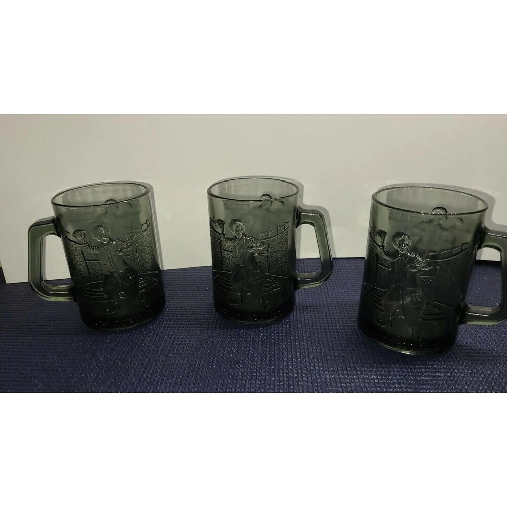 Vintage Ronald McDonald McDonald's Smoky Gray Glass Coffee Mug Football